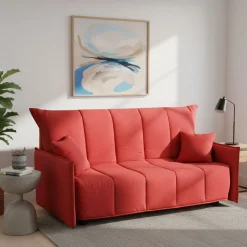 Divano letto in tessuto rosso 190x90cm - Ardis