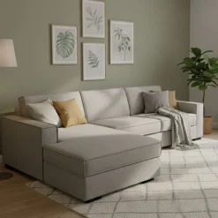 Divano letto in tessuto tortora 280x95cm - Allaida