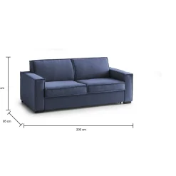 Divano letto lavabile blu 200x95cm - Adalberto