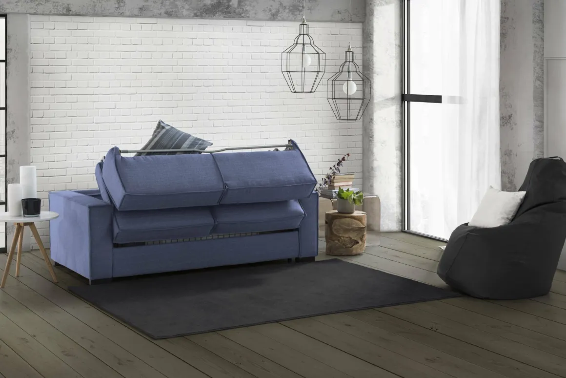 Divano letto lavabile blu 200x95cm - Adalberto