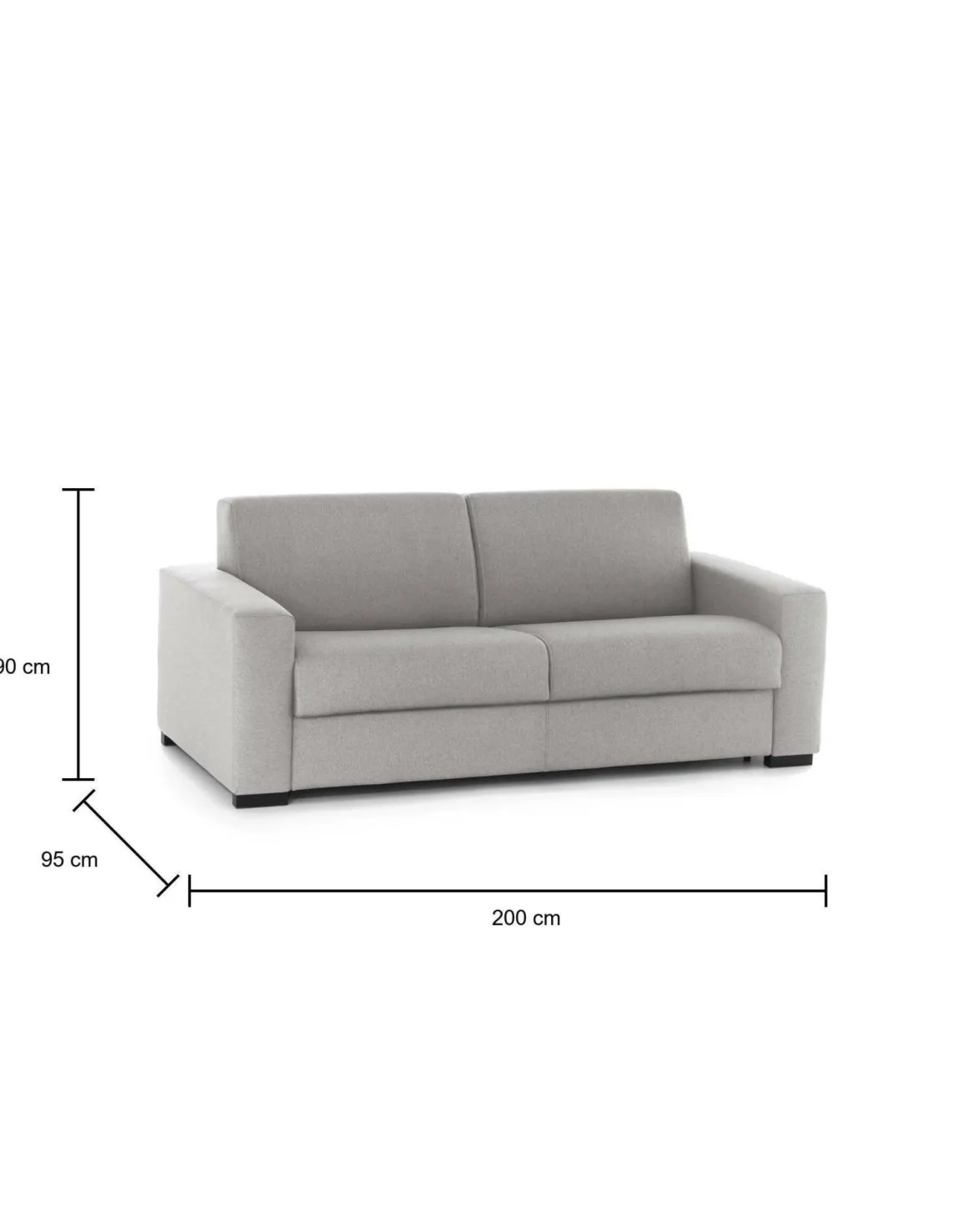 Divano letto lavabile grigio 200x95cm - Zinnia