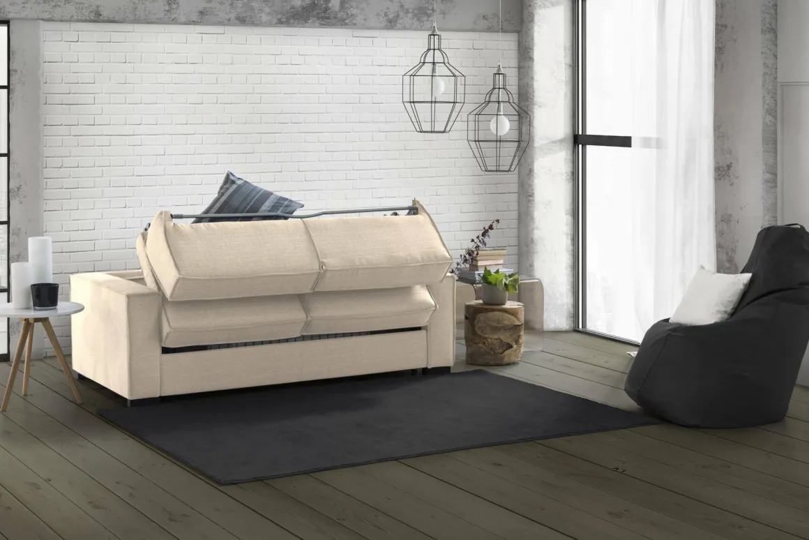 Divano letto matrimoniale beige 220x95cm - Asteroide