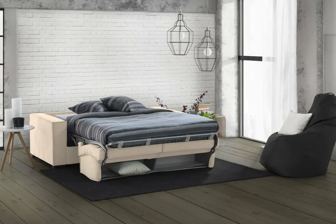 Divano letto matrimoniale beige 220x95cm - Asteroide