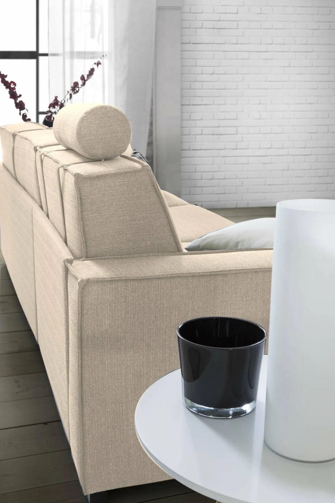 Divano letto matrimoniale beige 220x95cm - Asteroide