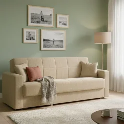 Divano letto moderno beige 212x80cm - Ambrogino