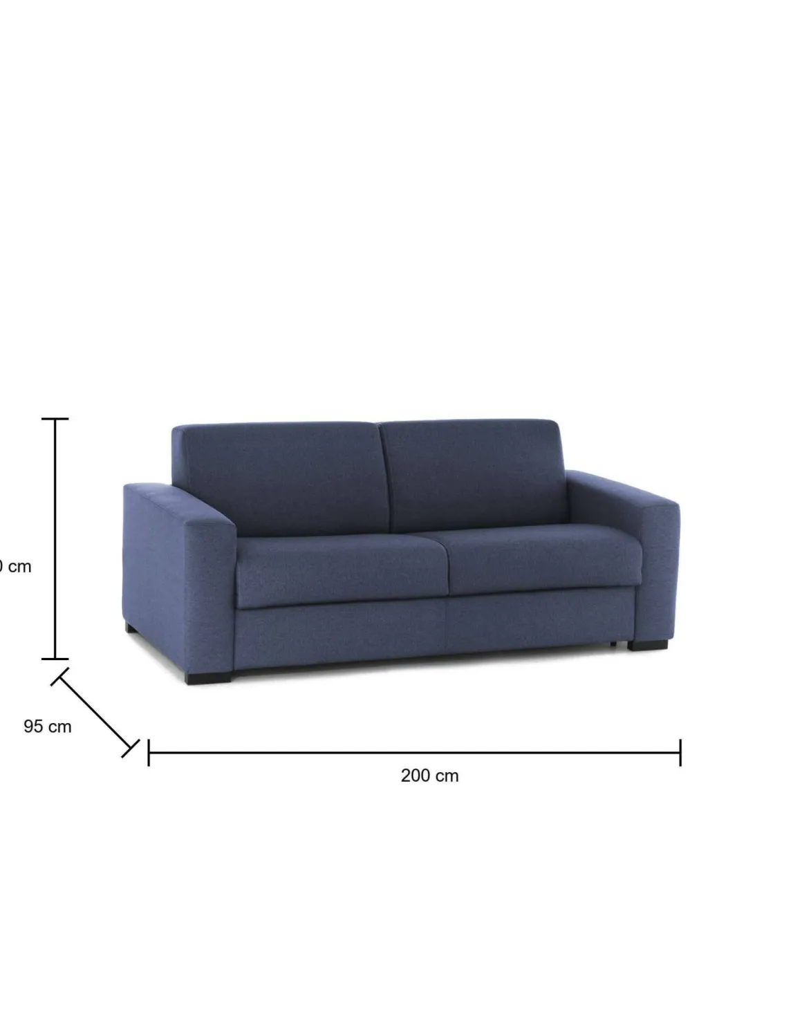 Divano letto moderno blu 200x95cm - Zinnia