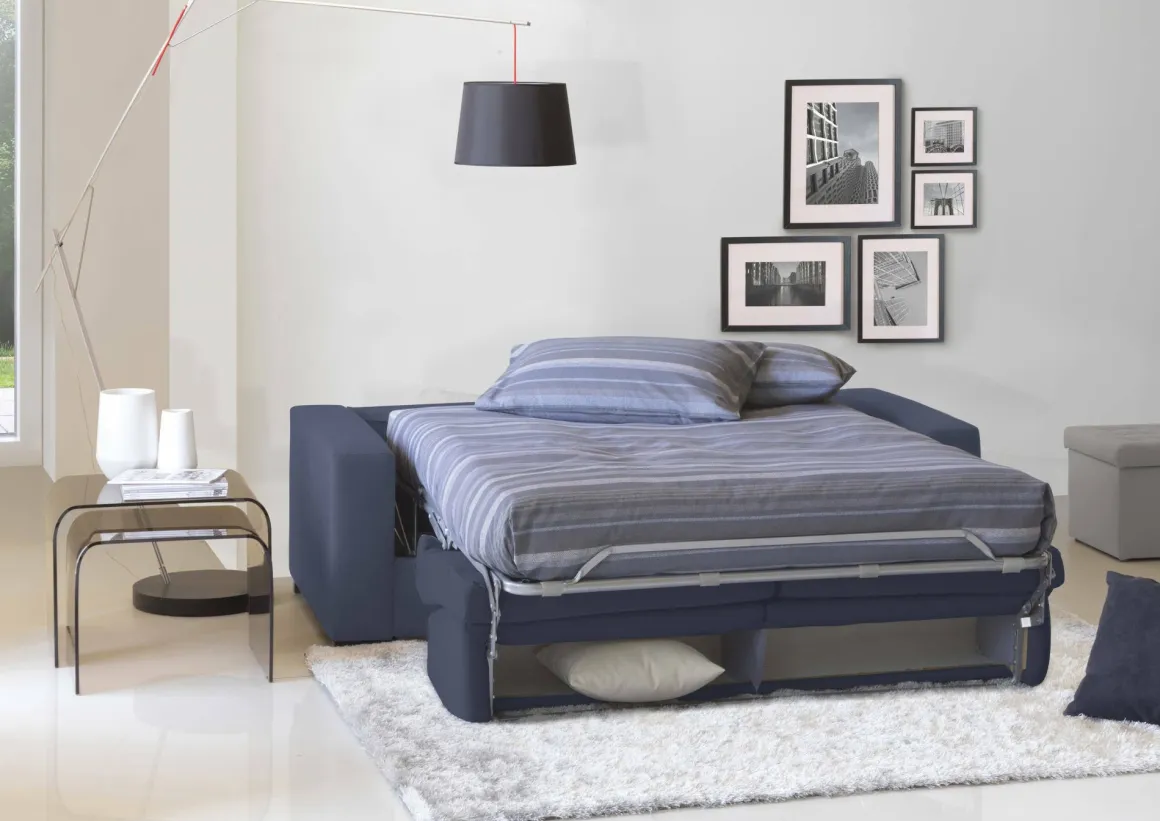 Divano letto moderno blu 200x95cm - Zinnia