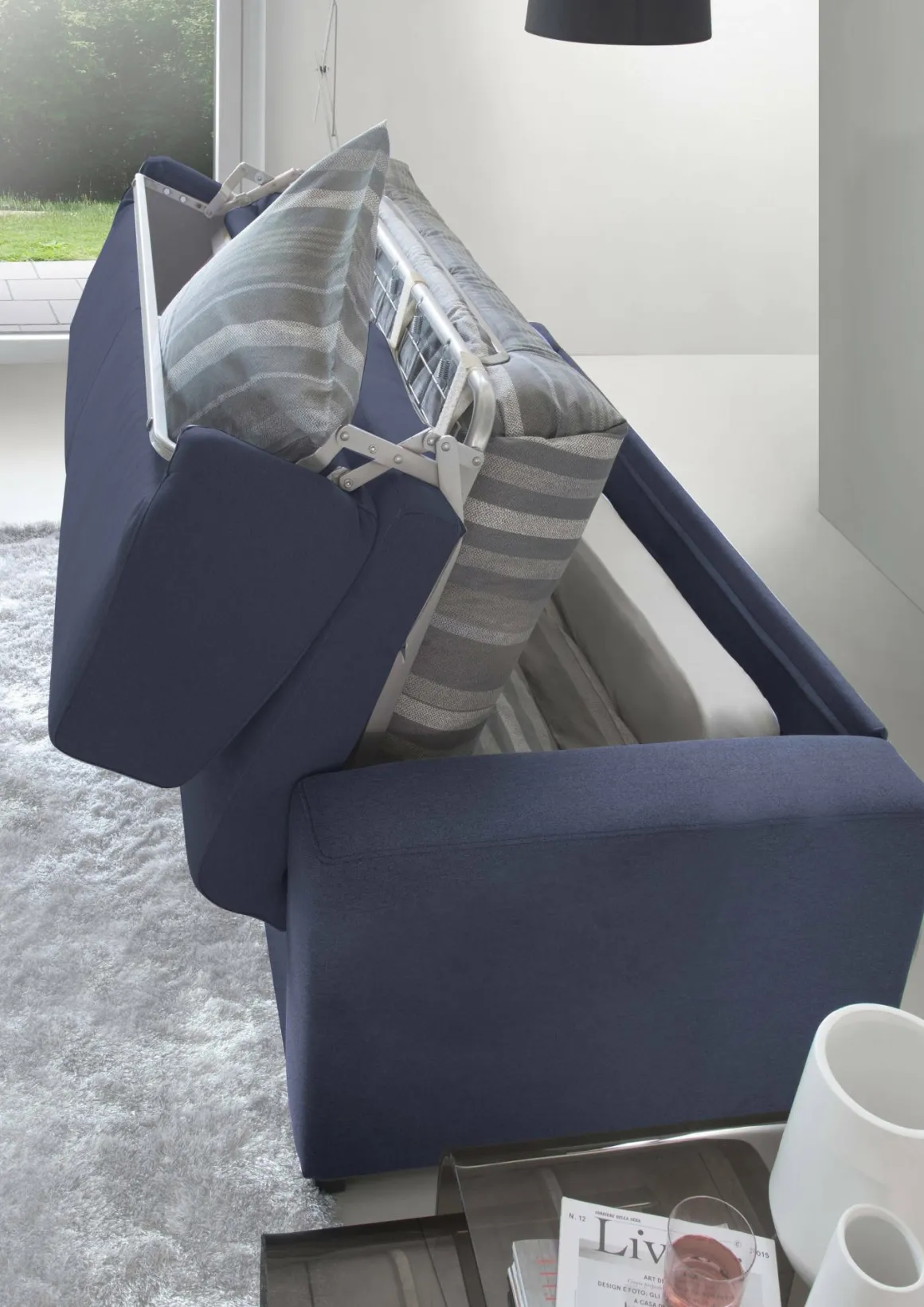 Divano letto moderno blu 200x95cm - Zinnia
