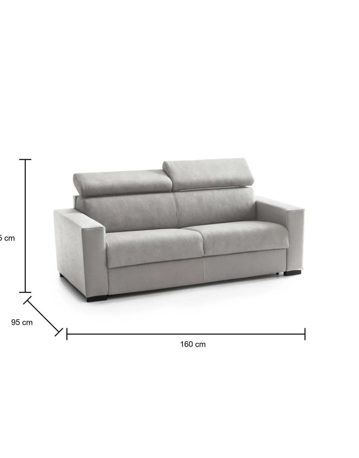 Divano letto moderno grigio 160x95cm - Alinia