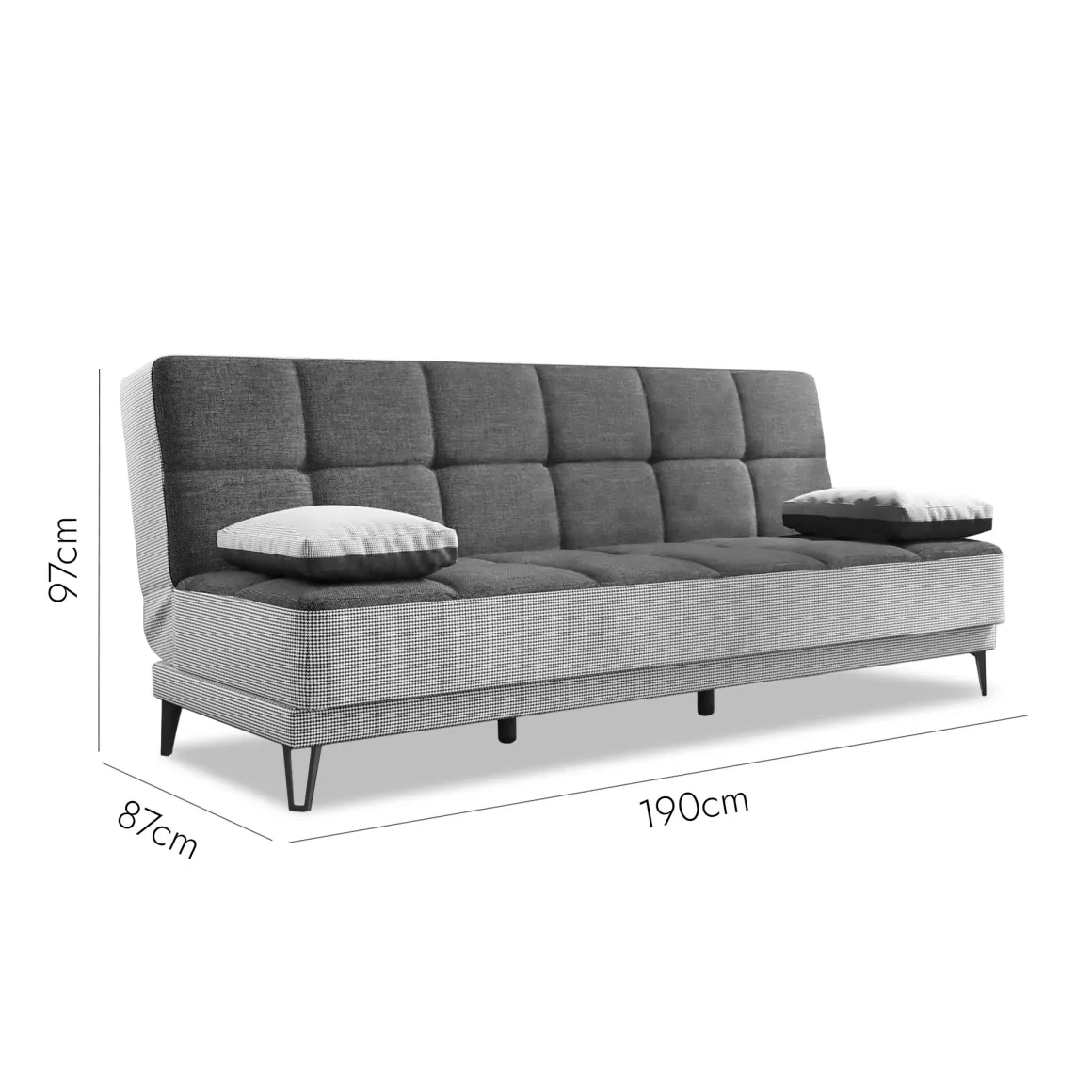 Divano letto moderno grigio 190x87cm - Aborigeni