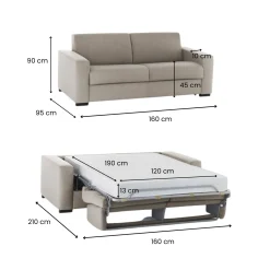 Divani Letto 2 Posti|Salotto > Dmora Divano letto moderno tortora 160x95cm - Alcatraz Grigio Tortora