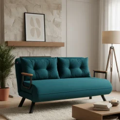 Divano letto moderno verde acqua 133x78cm - Calvin