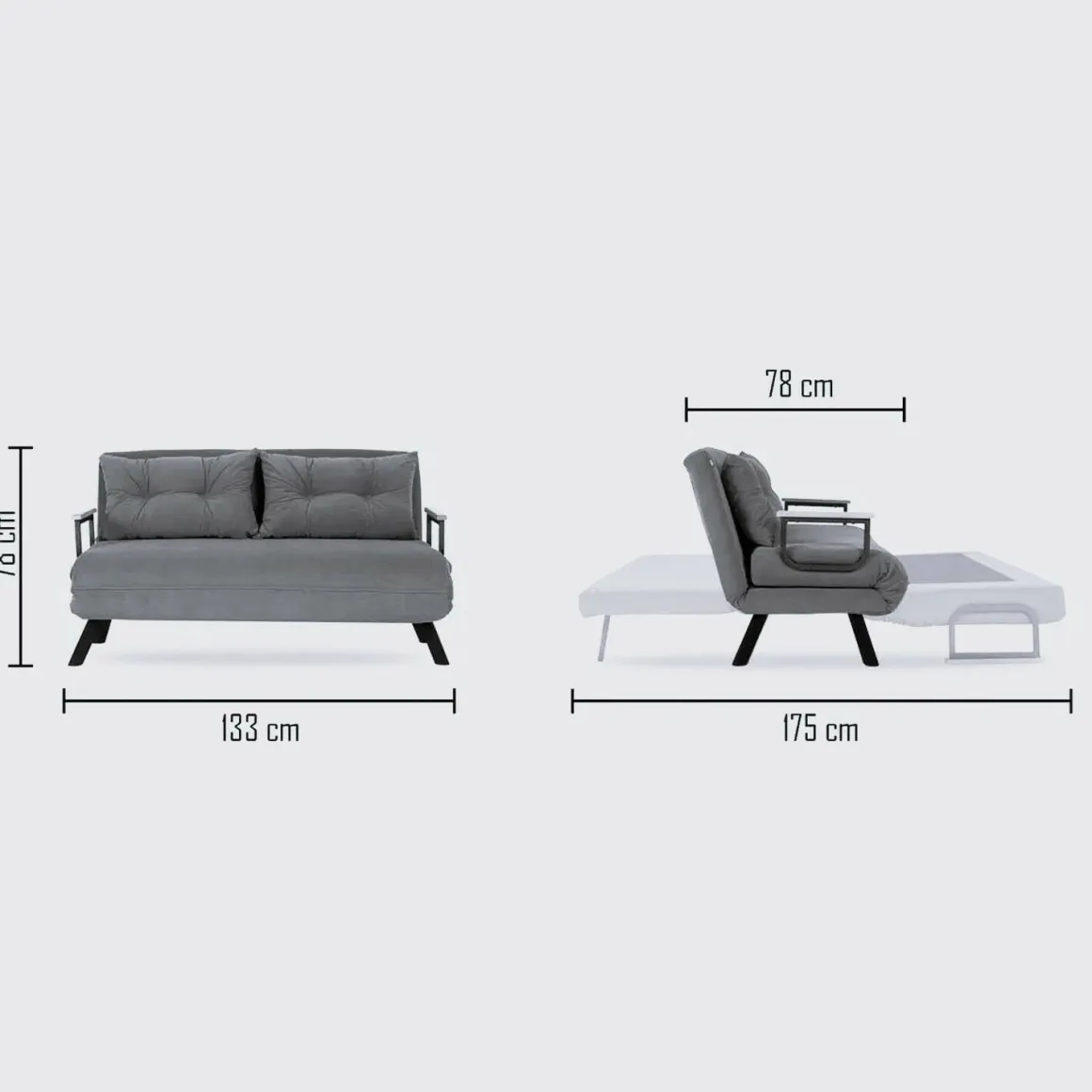 Divano letto moderno verde acqua 133x78cm - Calvin