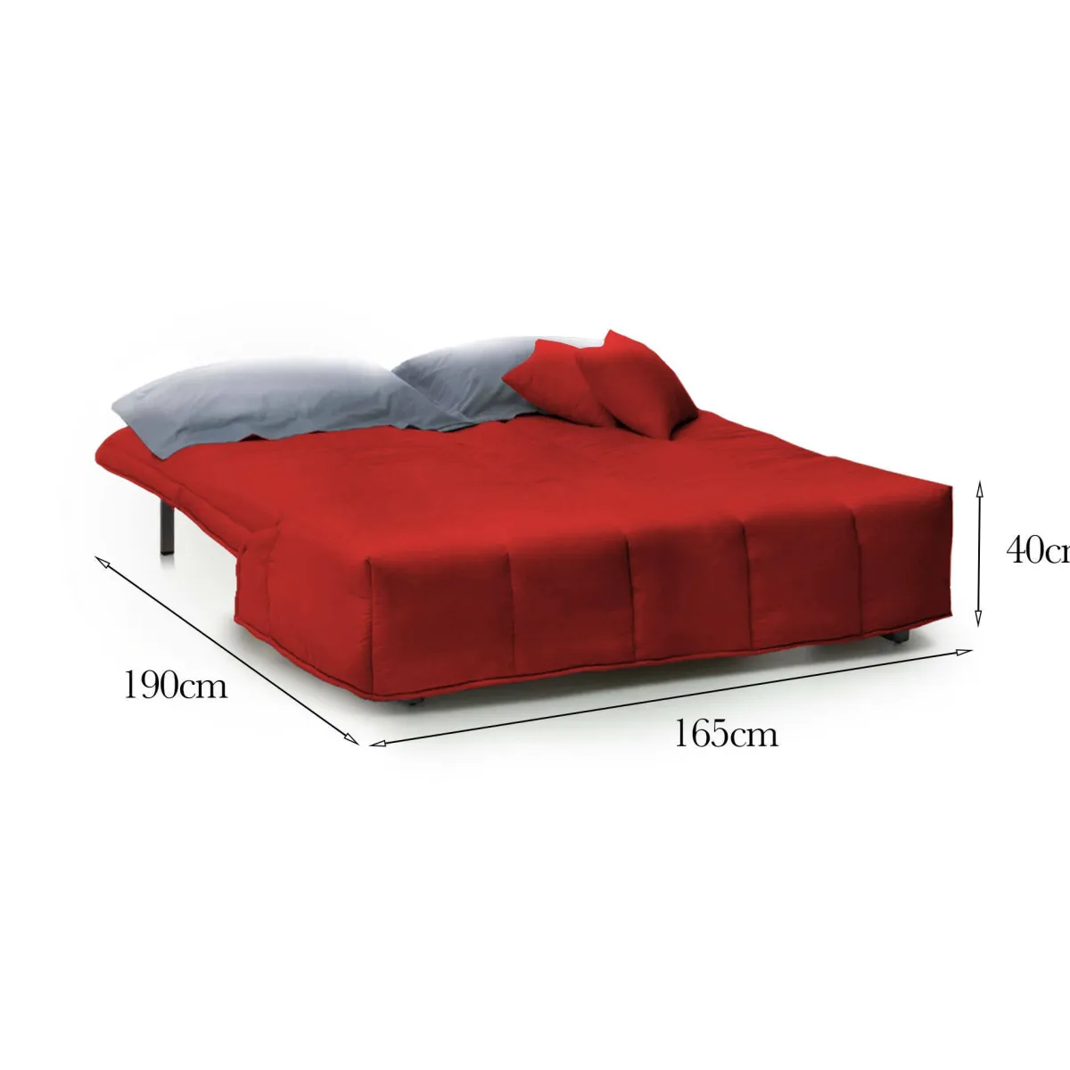 Divani Letto 3 Posti|Salotto > Dmora Divano letto per ospiti 165x90cm - Antal Rosso