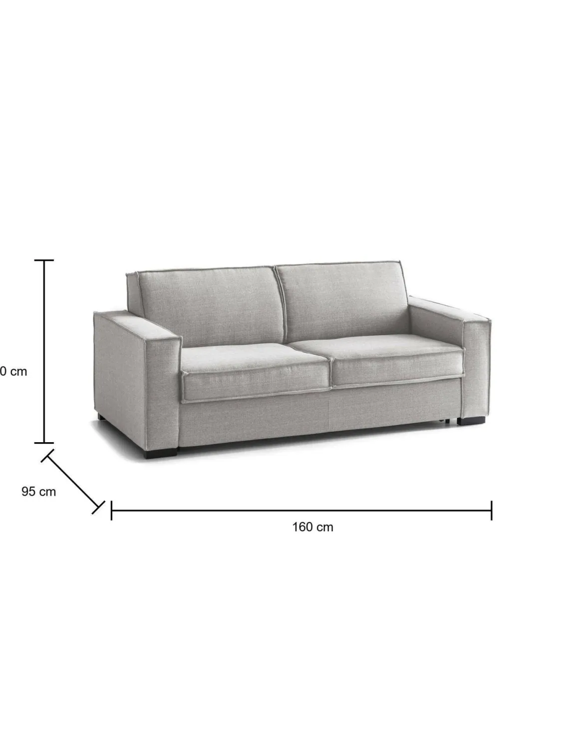 Divano letto 2 piazze grigio 160x95cm - Alk