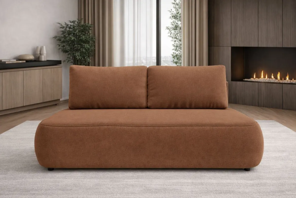 Divani Letto 2 Posti|Divano Contenitore Letto > Dmora Divano Letto 2 Posti Contenitore Cuscini Sfoderabili 210x106 cm, Reclinabile - Brugnato Arancione