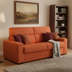 Divani Letto 2 Posti|Divano Contenitore Letto > Dmora Divano Letto 2 Posti Sfoderabile Contenitore 180x95 cm, di Apertura a Ribalta Made in Italy - None Arancione