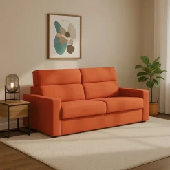 Divani Letto 2 Posti|Divano Contenitore Letto > Dmora Divano Letto 2 Posti Sfoderabile Contenitore 200x95 cm, di Apertura a Ribalta Made in Italy - Sonico Arancione