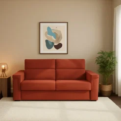 Divani Letto 2 Posti|Divano Contenitore Letto > Dmora Divano Letto 2 Posti Sfoderabile Contenitore 205x95 cm, di Apertura a Ribalta Made in Italy - Brusasco Arancione