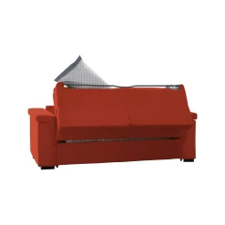 Divano Letto 2 Posti Arancione Sfoderabile Contenitore 205x95 cm, di Apertura a Ribalta Made in Italy - Biscossi