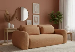 Divani Letto 3 Posti|Divano Contenitore Letto > Dmora Divano Letto 3 Posti Sfoderabile Contenitore 200x95 cm, Lavabile Made in Italy - Cecina Arancione