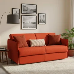 Divani Letto 3 Posti|Divano Contenitore Letto > Dmora Divano Letto 3 Posti Sfoderabile Contenitore 220x95 cm, Lavabile Made in Italy - Marcon Arancione