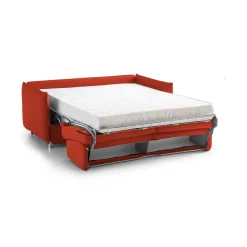 Divano Letto 3 Posti Arancione Sfoderabile Contenitore 200x95 cm, Lavabile Made in Italy - Gravere