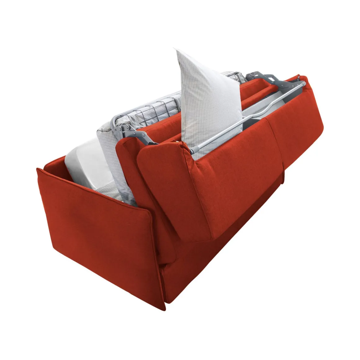 Divano Letto 3 Posti Arancione Sfoderabile Contenitore 200x95 cm, Lavabile Made in Italy - Gravere