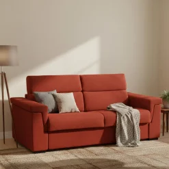 Divani Letto 3 Posti|Divano Contenitore Letto > Dmora Divano Letto 3 Posti Sfoderabile Contenitore 225x95 cm, Lavabile Made in Italy - Pacecos Arancione