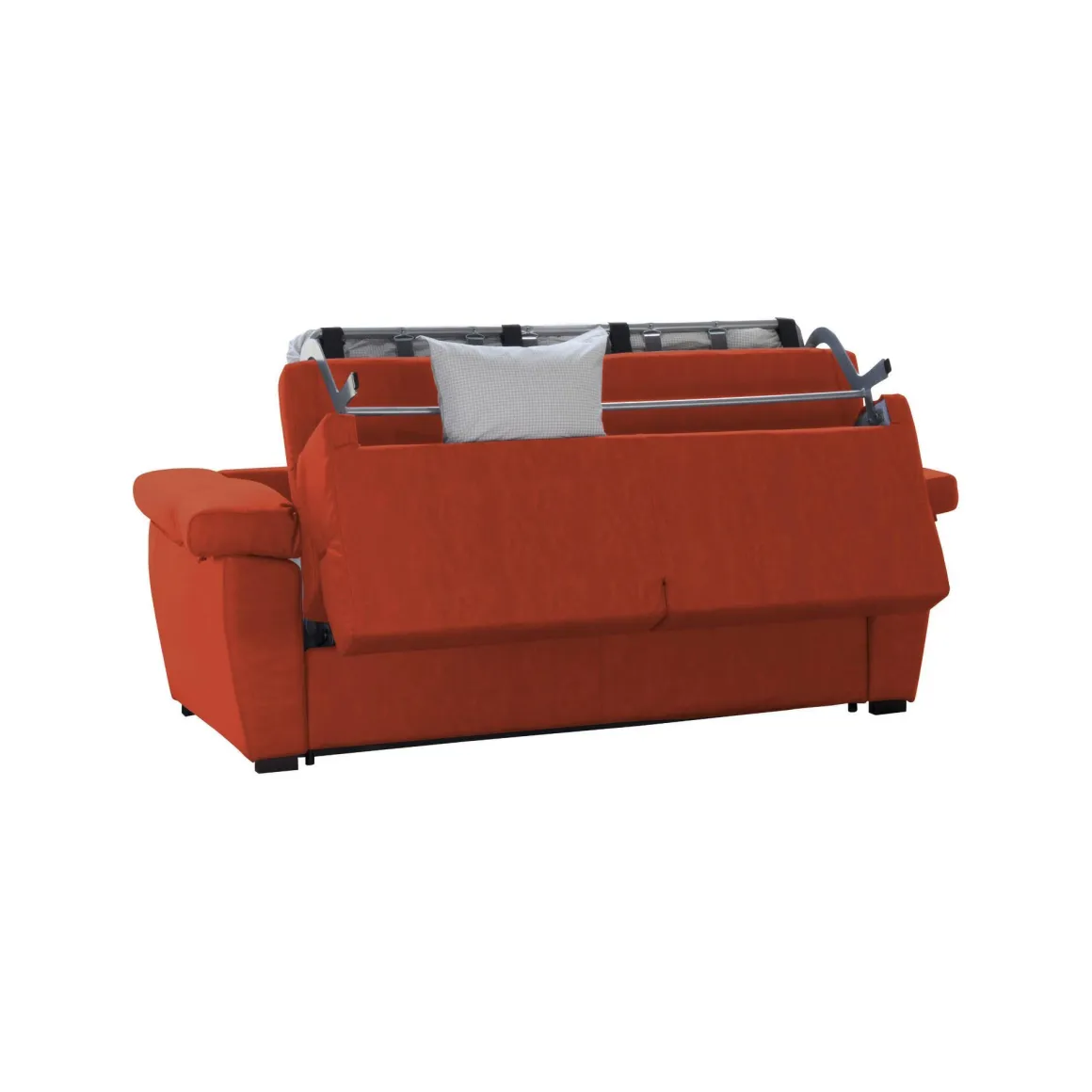 Divano Letto 3 Posti Arancione Sfoderabile Contenitore 225x95 cm, Lavabile Made in Italy - Trino