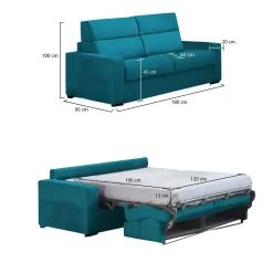 Divani Letto 2 Posti|Divano Contenitore Letto > Dmora Divano Letto 2 Posti Sfoderabile Contenitore 180x95 cm, di Apertura a Ribalta Made in Italy - None Azzurro