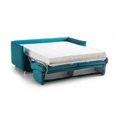 Divano Letto 2 Posti Azzurro Sfoderabile Contenitore 180x95 cm, di Apertura a Ribalta Made in Italy - Trissino