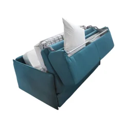 Divano Letto 3 Posti Azzurro Sfoderabile Contenitore 200x95 cm, Lavabile Made in Italy - Cecina