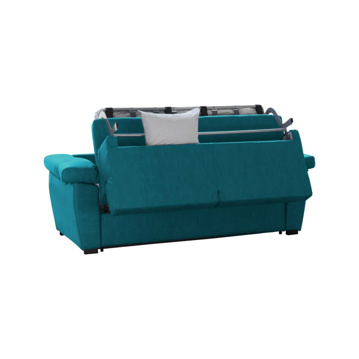 Divano Letto 3 Posti Azzurro Sfoderabile Contenitore 225x95 cm, Lavabile Made in Italy - Pacecos