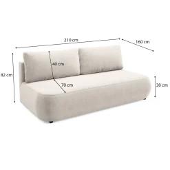 Divani Letto 2 Posti|Divano Contenitore Letto > Dmora Divano Letto 2 Posti Contenitore di Apertura a Libro 266x121 cm, Reclinabile - Golgi Beige Chiaro