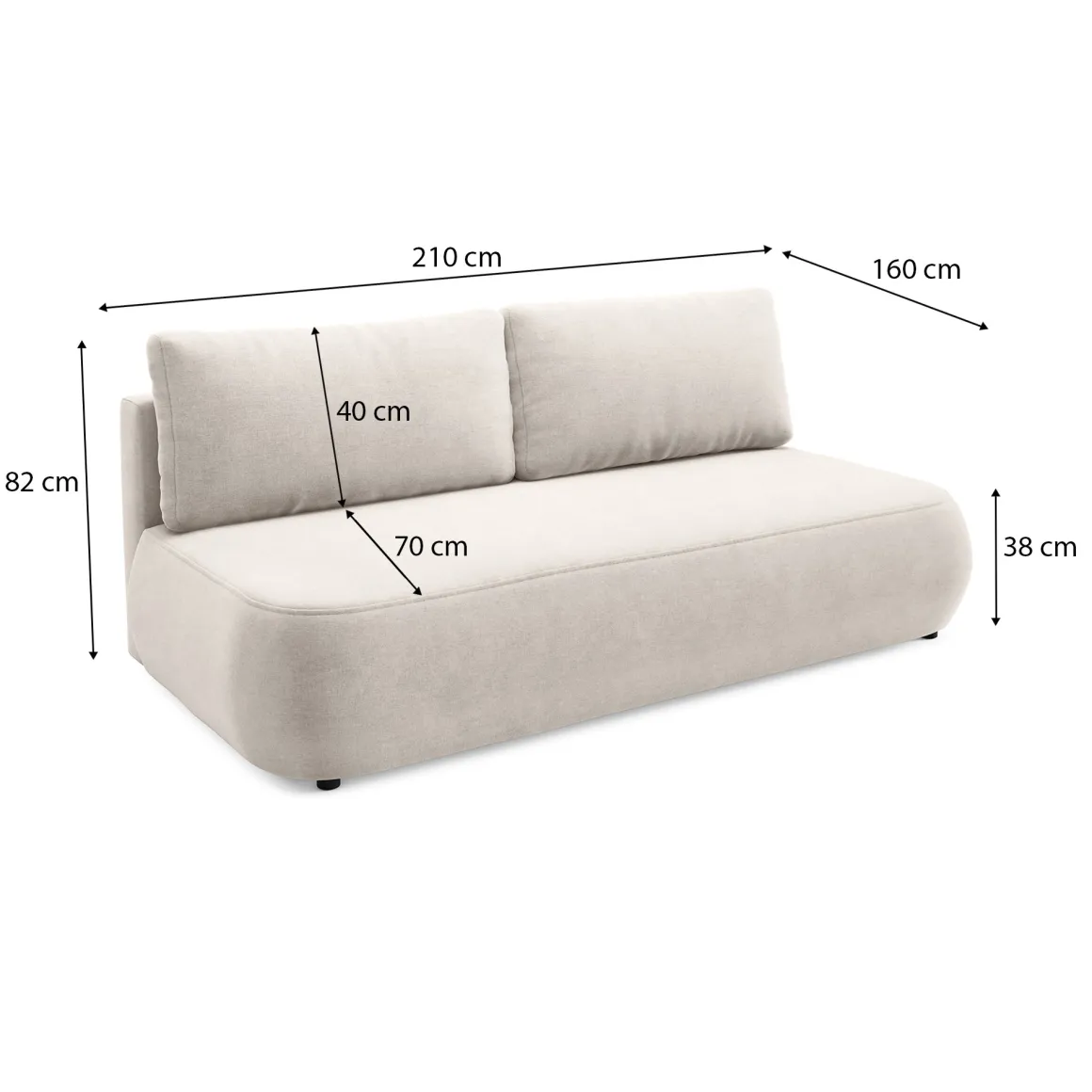 Divani Letto 2 Posti|Divano Contenitore Letto > Dmora Divano Letto 2 Posti Contenitore di Apertura a Libro 266x121 cm, Reclinabile - Golgi Beige Chiaro