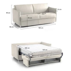 Divani Letto 2 Posti|Divano Contenitore Letto > Dmora Divano Letto 2 Posti Sfoderabile Contenitore 160x95 cm, di Apertura a Ribalta Made in Italy - Follina Beige