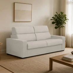 Divano Letto 2 Posti Beige Sfoderabile Contenitore 180x95 cm, di Apertura a Ribalta Made in Italy - None