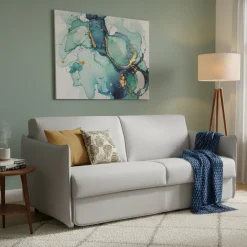 Divano Letto 2 Posti Beige Sfoderabile Contenitore 180x95 cm, di Apertura a Ribalta Made in Italy - Trovo