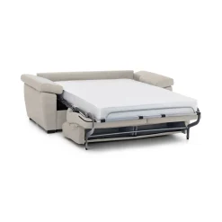 Divano Letto 2 Posti Beige Sfoderabile Contenitore 185x95 cm, di Apertura a Ribalta Made in Italy - Salorno