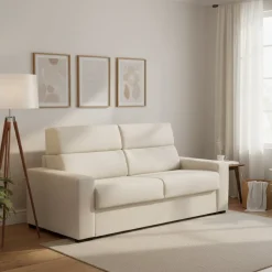 Divano Letto 2 Posti Beige Sfoderabile Contenitore 200x95 cm, di Apertura a Ribalta Made in Italy - Sonico