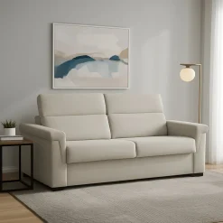 Divano Letto 2 Posti Beige Sfoderabile Contenitore 205x95 cm, di Apertura a Ribalta Made in Italy - Brusasco