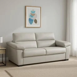Divano Letto 2 Posti Beige Sfoderabile Contenitore 205x95 cm, di Apertura a Ribalta Made in Italy - Fisciano