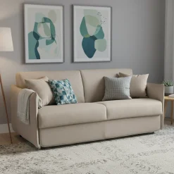 Divano Letto 3 Posti Beige Sfoderabile Contenitore 200x95 cm, Lavabile Made in Italy - Gravere