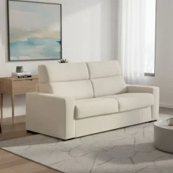 Divano Letto 3 Posti Beige Sfoderabile Contenitore 220x95 cm, Lavabile Made in Italy - Quindici