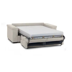 Divano Letto 3 Posti Beige Sfoderabile Contenitore 225x95 cm, Lavabile Made in Italy - Nus