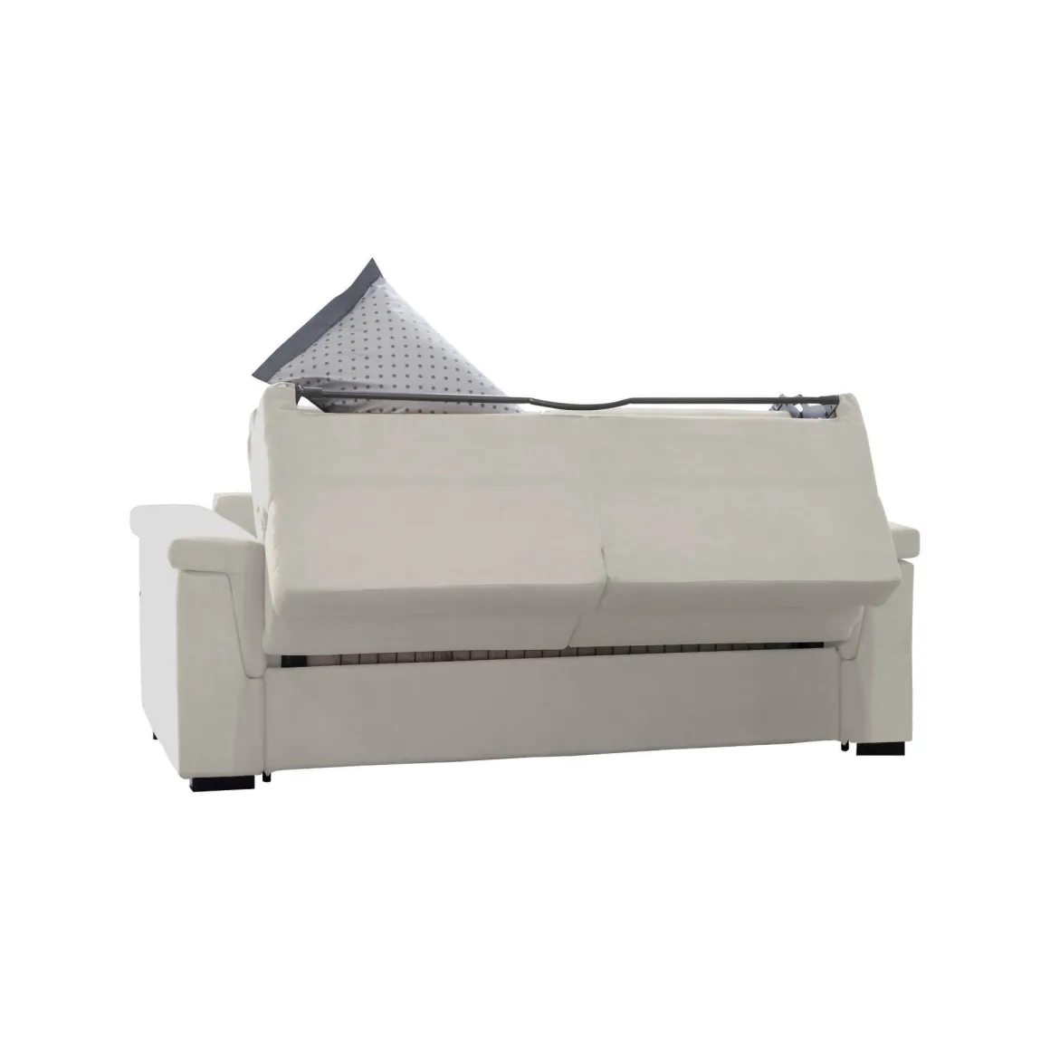 Divano Letto 3 Posti Beige Sfoderabile Contenitore 225x95 cm, Lavabile Made in Italy - Nus