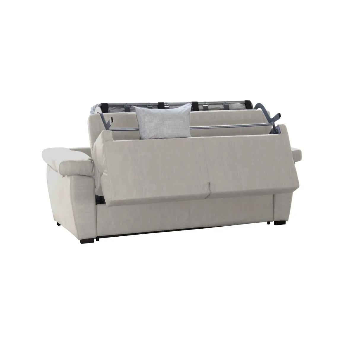 Divano Letto 3 Posti Beige Sfoderabile Contenitore 225x95 cm, Lavabile Made in Italy - Trino