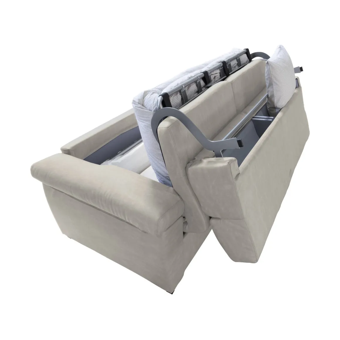 Divano Letto 3 Posti Beige Sfoderabile Contenitore 225x95 cm, Lavabile Made in Italy - Trino