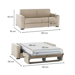 Divano letto 2 posti beige 160x95cm - Alcatraz